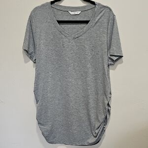 Gray V-Neck Women's Top